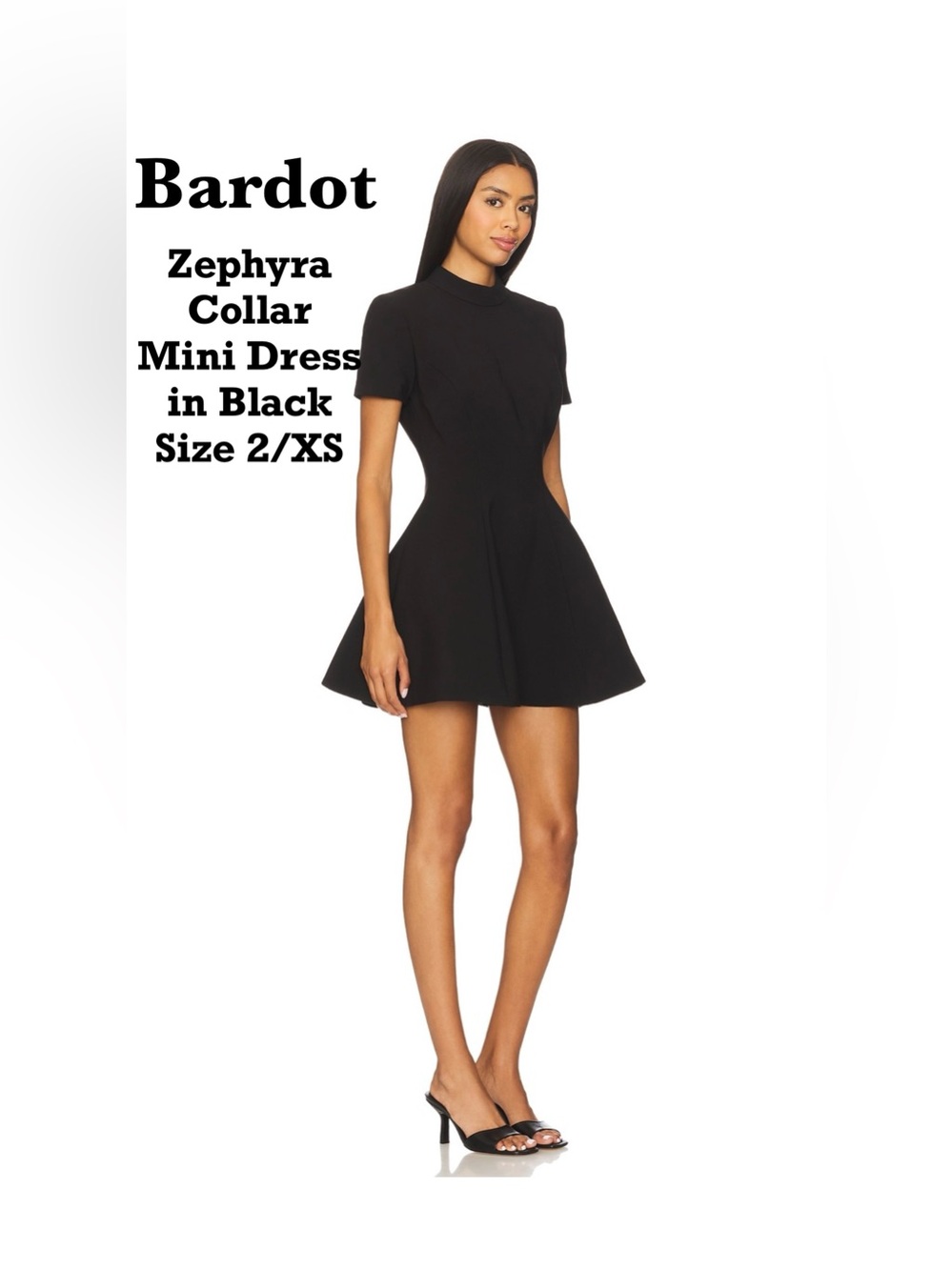 Bardot Black High-Collar Fit-and-Flare Mini Dress